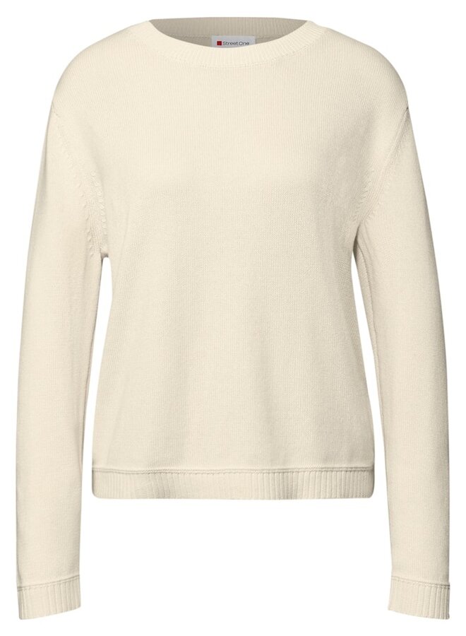 Street One Trui Cotton Round Neck 303766 - 16351 Soft Beige