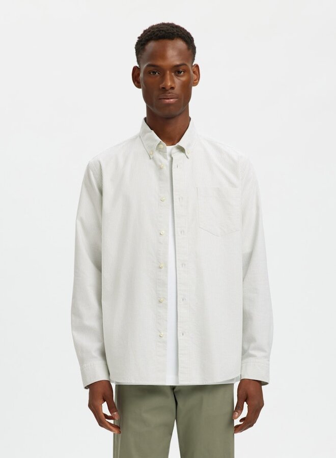 Selected Homme Overhemd 16077359 - Bright White Stripes:Aqua Gray