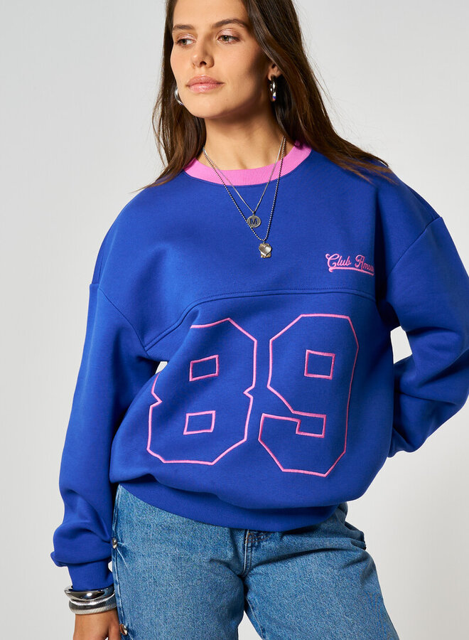 Sweater '89 Club amour' MJ15081-0675 - Blauw