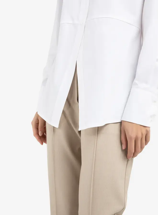 Yaya Poplin Blouse Met Splitdetail 01-201199-601 - 00000 Pure White