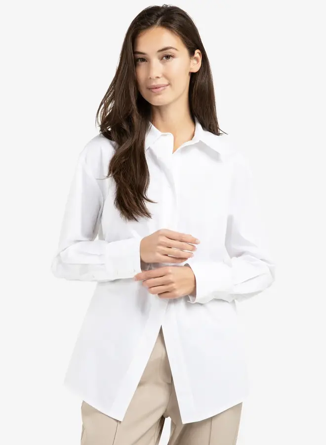 Poplin Blouse Met Splitdetail 01-201199-601 - 00000 Pure White