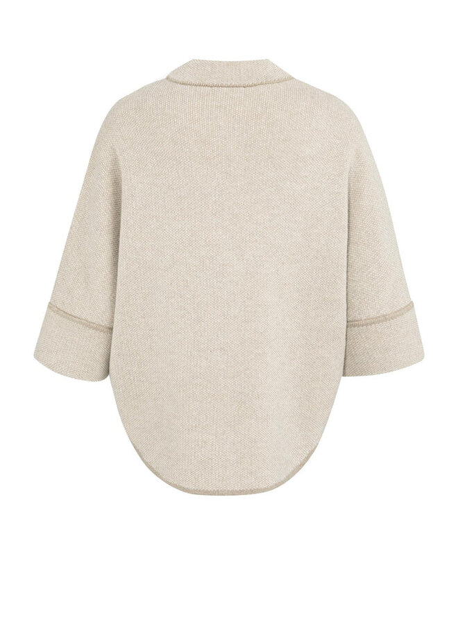 Yaya Gebreide Poncho 01-010141-601 - 513061 Oxford Tan Brown Dessin