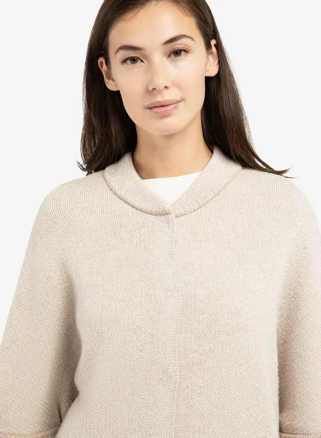 Yaya Gebreide Poncho 01-010141-601 - 513061 Oxford Tan Brown Dessin