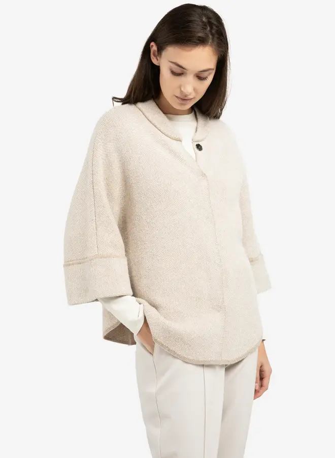 Gebreide Poncho 01-010141-601 - 513061 Oxford Tan Brown Dessin