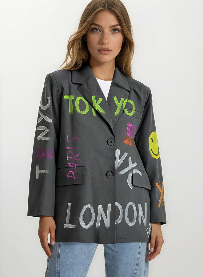 Turquoise by daan  MIYA Blazer painted - Grijs