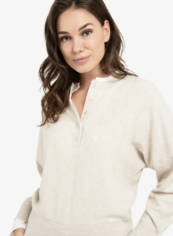 Yaya Sweater met blousekraag 01-000546-601 - 990402 -  Heather Grey Melange