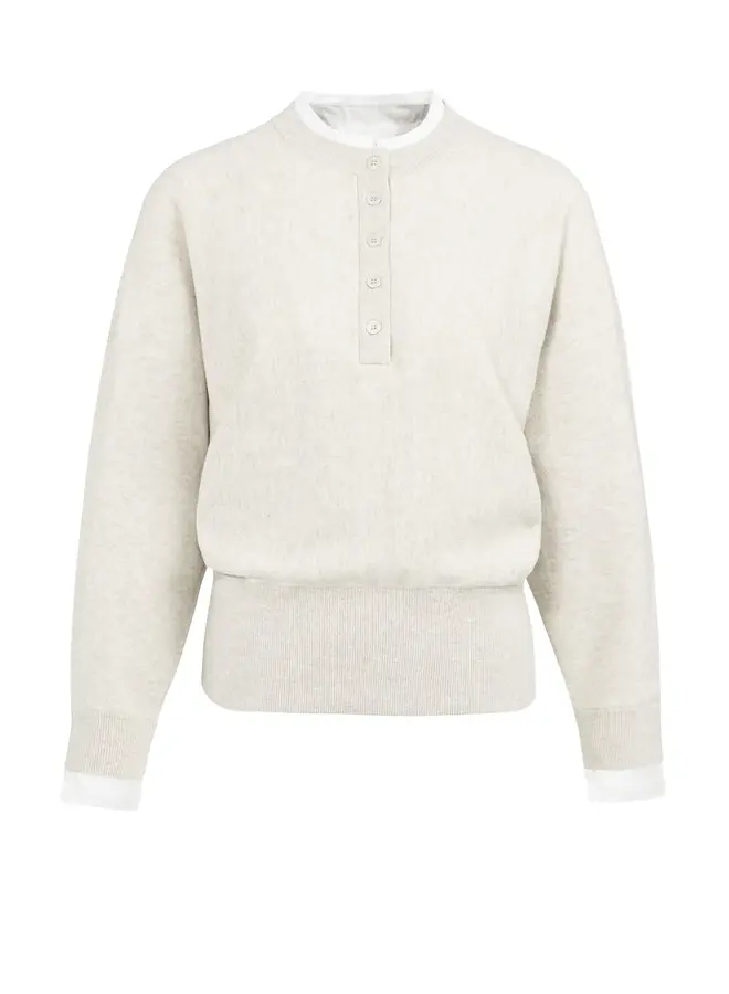 Yaya Sweater met blousekraag 01-000546-601 - 990402 -  Heather Grey Melange