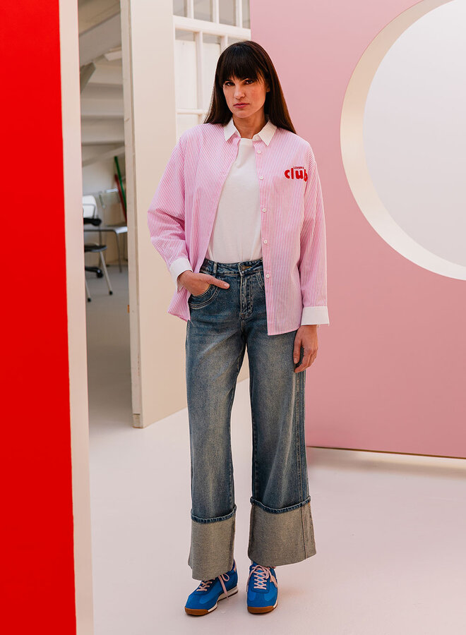 Turquoise by daan M7420-3 Blouse streep lovers b - Rose