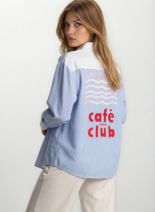 Blouse M7420-3 streep lovers b - Licht Blauw