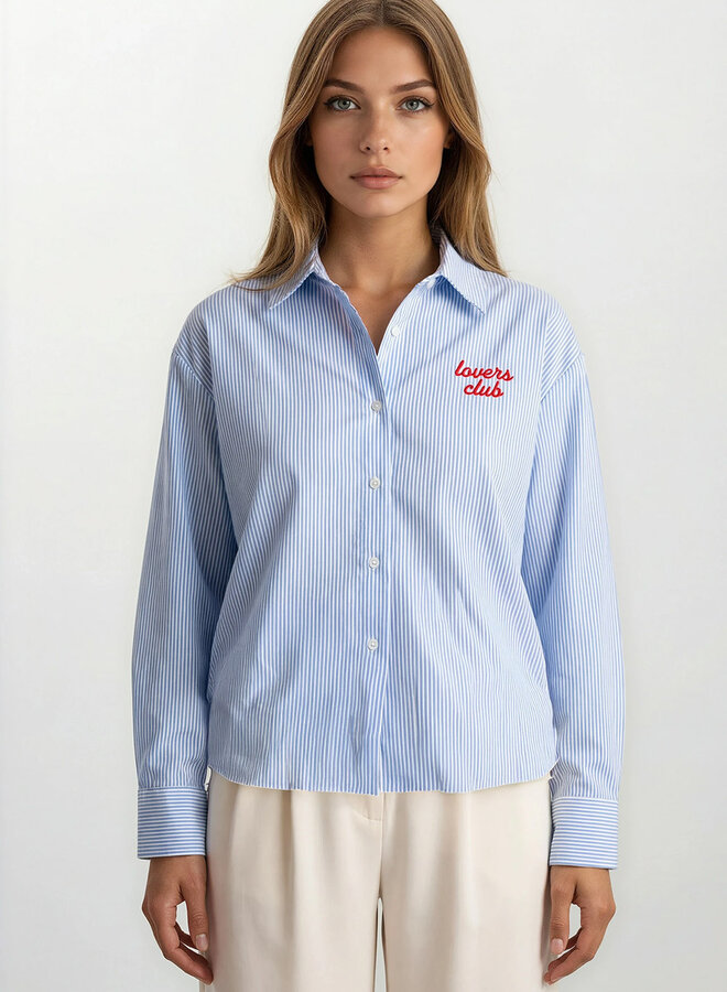 Turquoise by daan M7420-3 Blouse streep lovers b - Licht Blauw