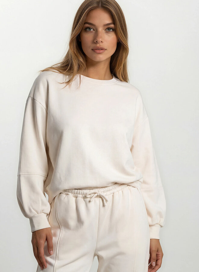 Turquoise by daan 93880 Sweater love peace repet - Beige