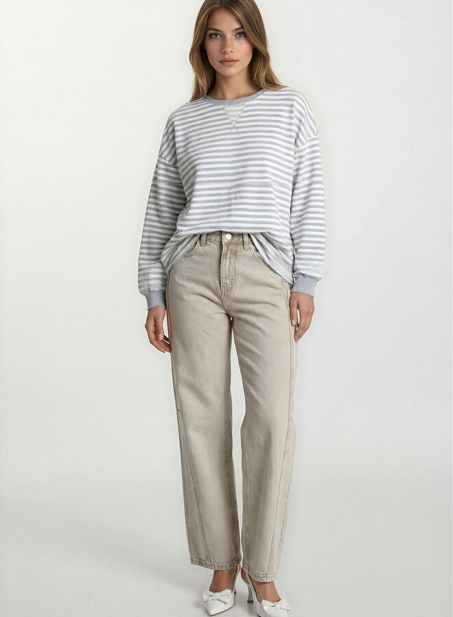 Longsleeve 13030 Streep - Grijs/Ecru