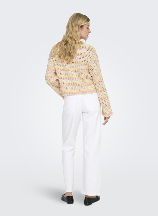 Only Pullover 15339609 - Birch Stripes:Sunlight/Romance Rose