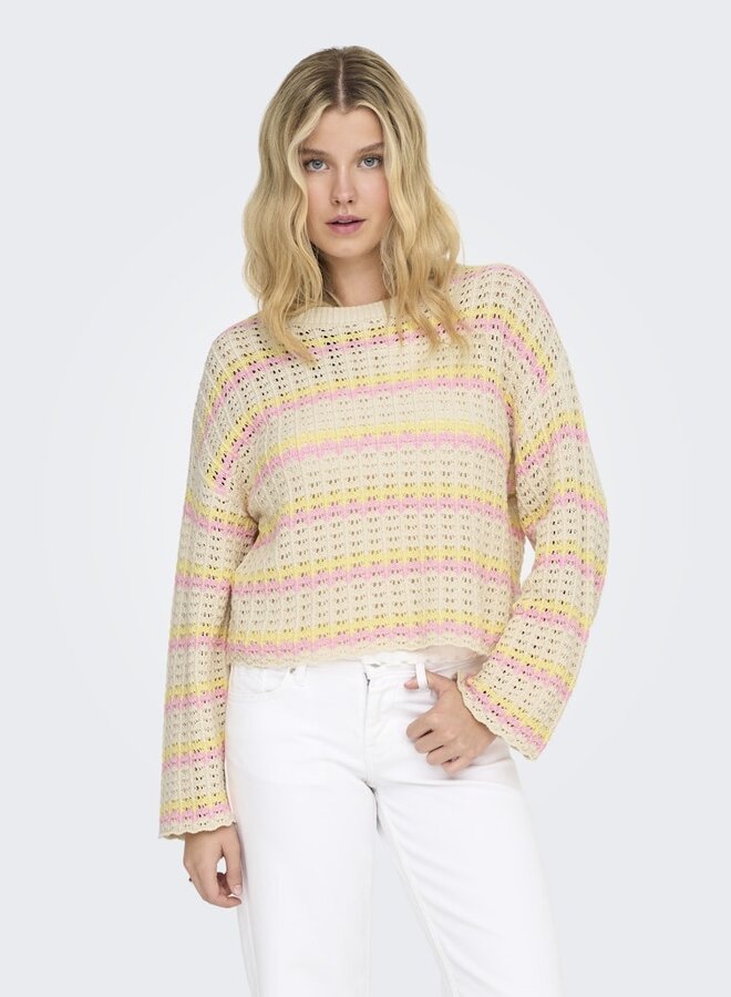 Pullover ONLASA 15339609 - Birch Stripes:Sunlight/Romance Rose