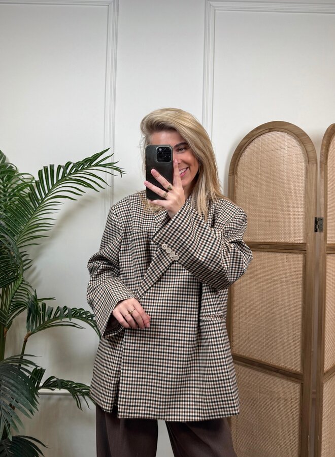 Ambika Oversized Blazer Jasmijn - Brown Grid