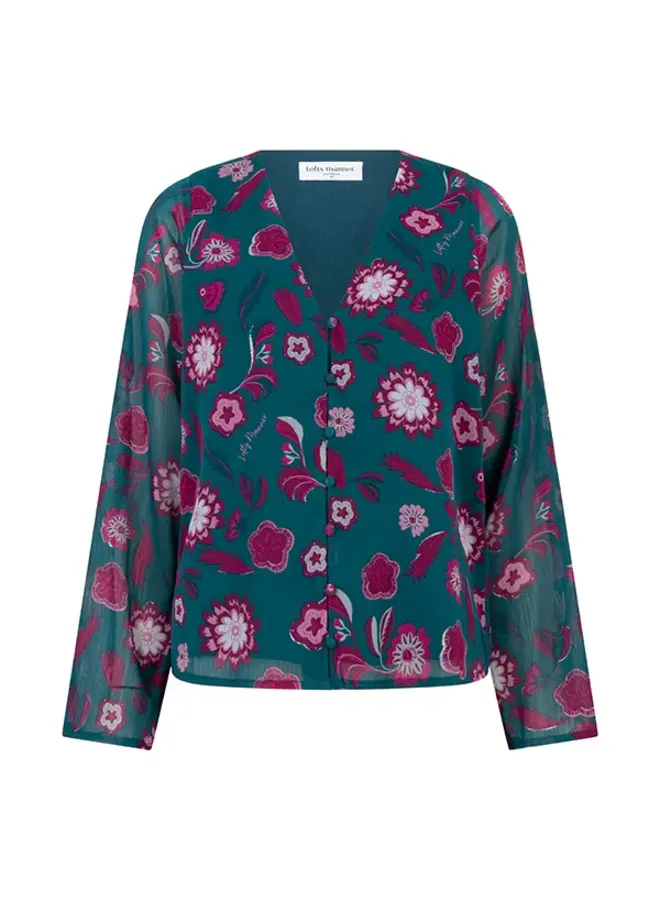 Lofty manner Blouse Meva RB13  - 704 Silver Flower