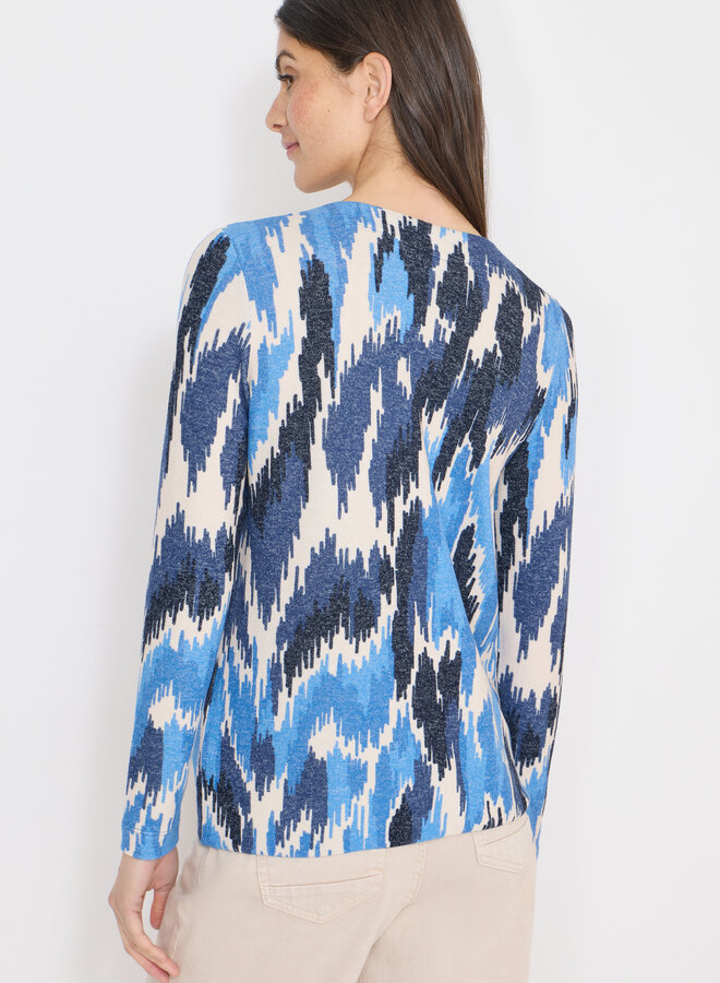 Cecil Dunne trui Lange Mouw V-Neck 324651 - 35513 Universal Blue Melange