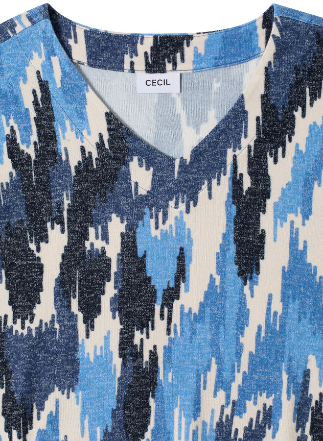 Cecil Dunne trui Lange Mouw V-Neck 324651 - 35513 Universal Blue Melange