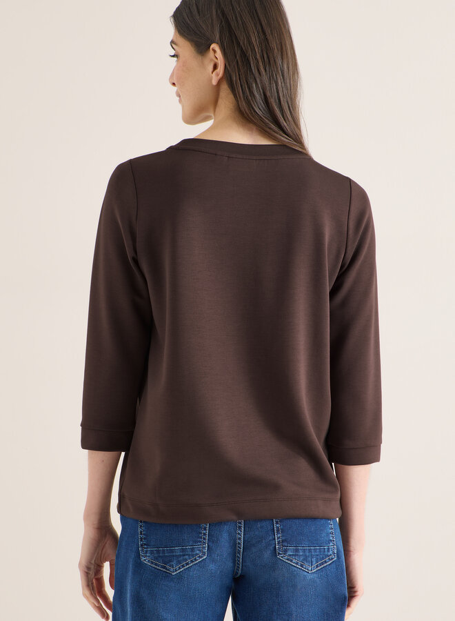 Cecil T-Shirt Driekwart Mouw 324663 - 17493  Macchiato Brown