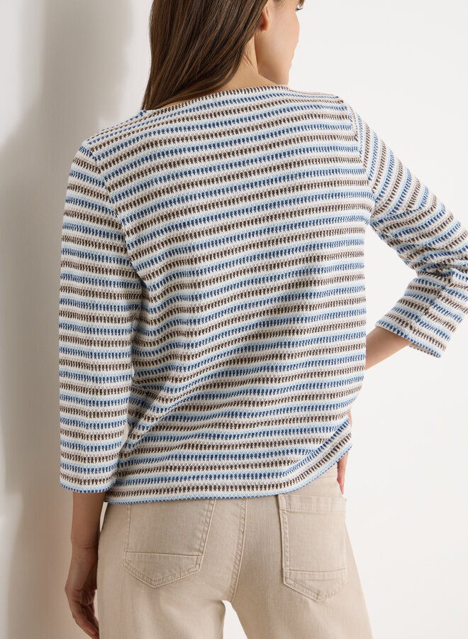 Cecil T-Shirt driekwart mouw 324668 - 37473 Sporty Denim Blue