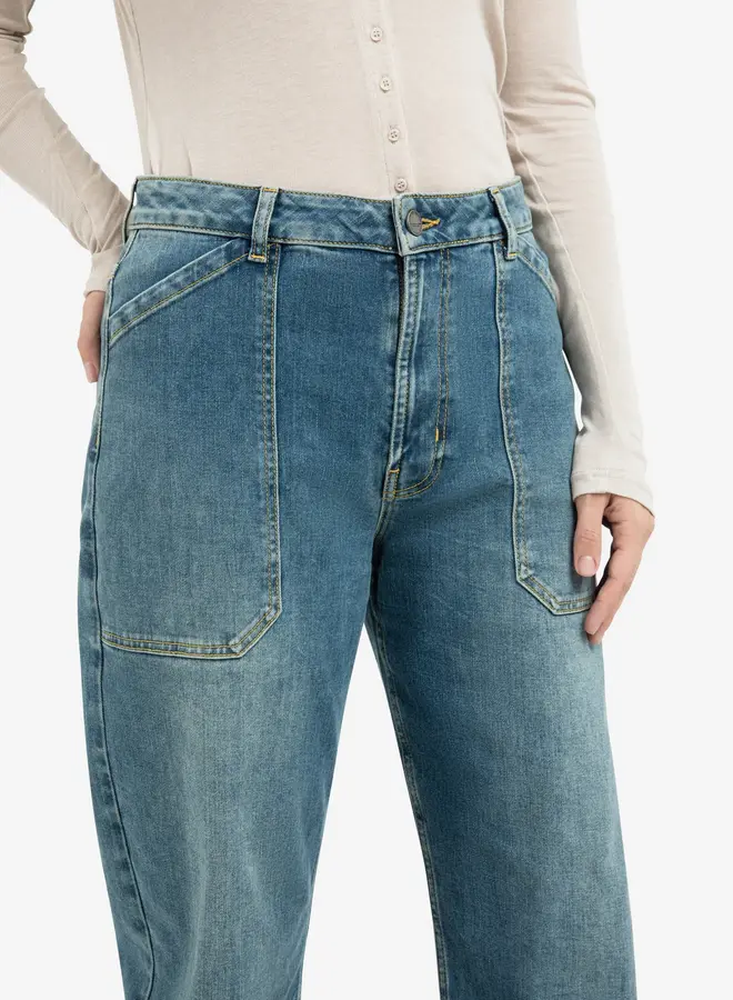 Yaya Jeans Cargo Wijde Pijpen 01-311130-602 - Blue Denim