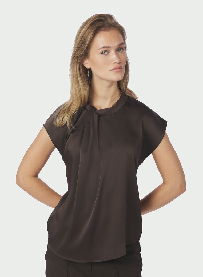 Neo Noir Satijnen Top Fleur Drapy 160990 - 676 Dark Brown