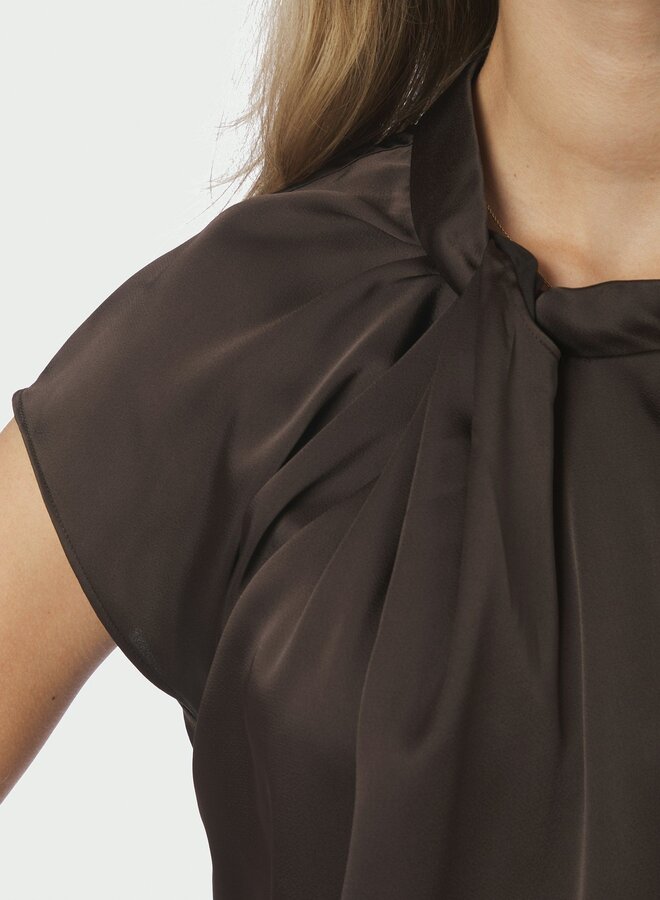 Neo Noir Satijnen Top Fleur Drapy 160990 - 676 Dark Brown