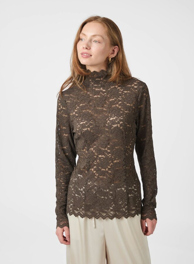 Neo noir Top Liza Laceflower  161473 - 584 Chocolate Brown