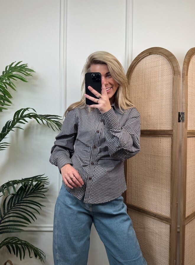 Geruite Blouse Amerie - Brown/Blue