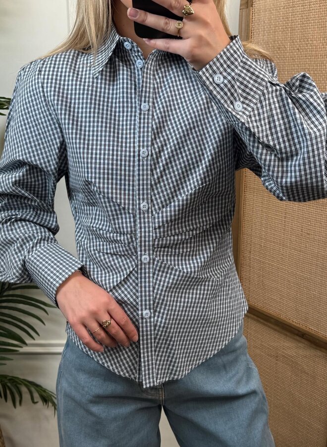 Ambika Geruite Blouse Amerie - Blue/Grey