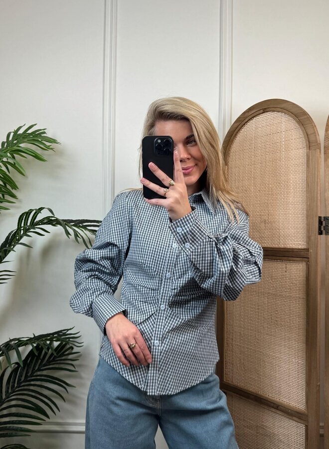 Geruite Blouse Amerie - Blue/Grey