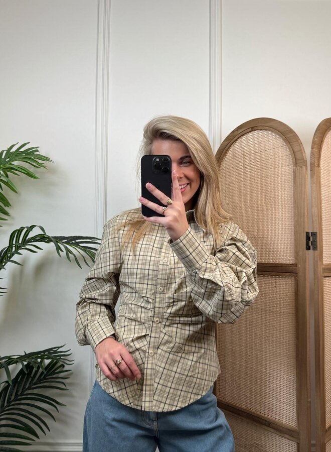 Geruite Blouse Amerie - Soft Beige/Grey