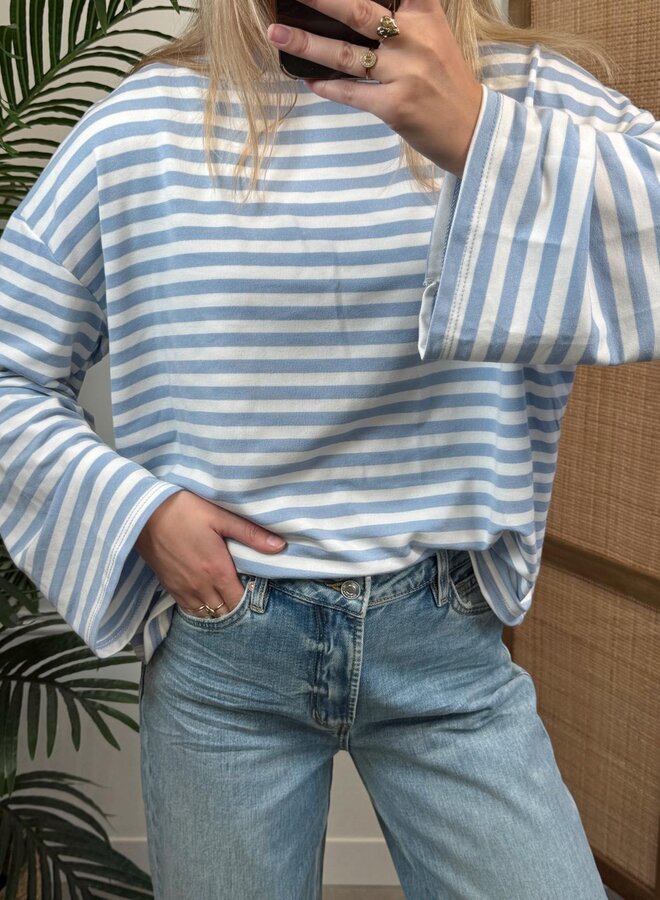 Ambika Longsleeve 1680 - Licht Blauw/Wit