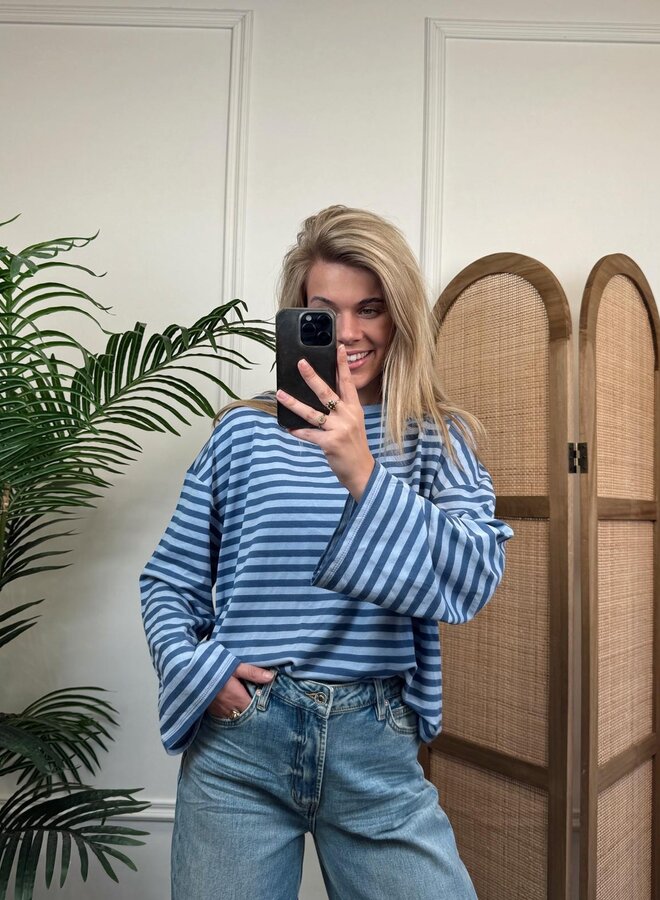 Longsleeve 1680 - Licht Blauw/Donker Blauw