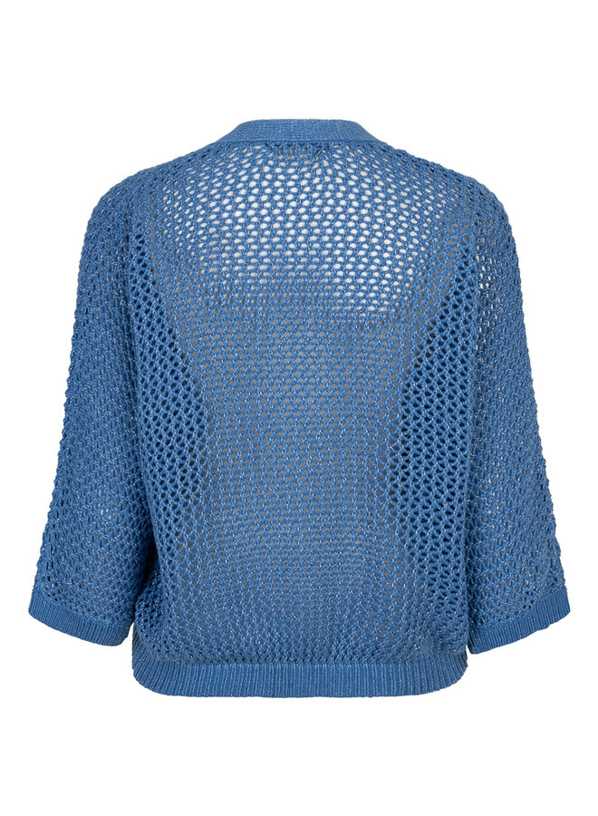 Red button Vest Pointelle SRB4851 - 276 Jeans Blue