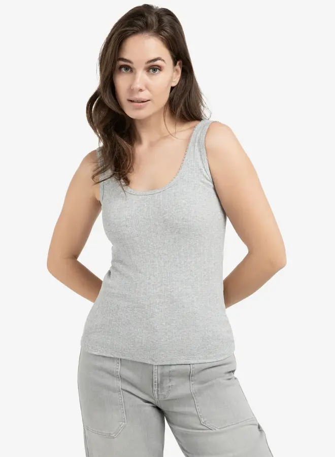 Singlet Geribd Top 01-729049-602 - 99022 Medium Grey Melange