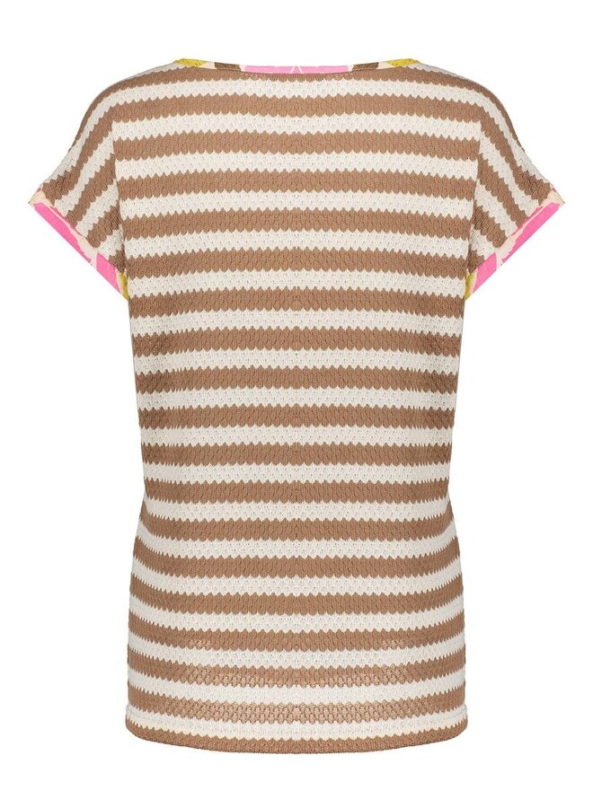 Geisha T-Shirt 63284-20 - 718 Ecru/Tobacco