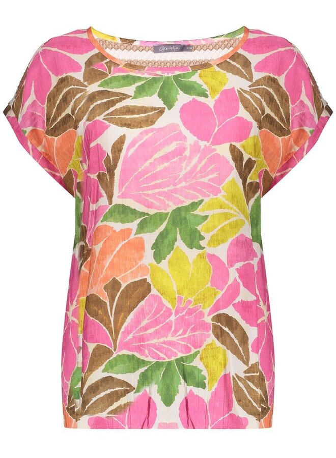 Geisha T-Shirt 63284-20 - 718 Ecru/Tobacco