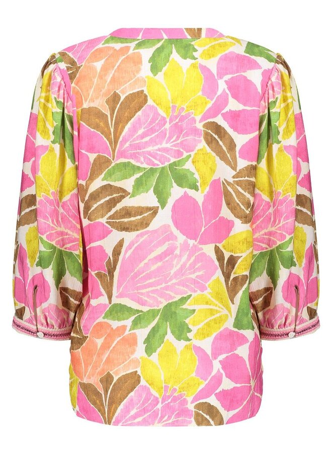Geisha Blouse 63283-20 - 718 Ecru/Tobacco/Pink