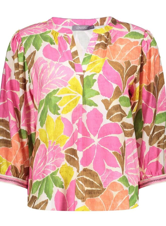 Geisha Blouse 63283-20 - 718 Ecru/Tobacco/Pink