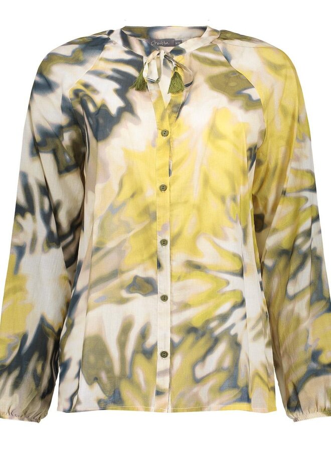 Geisha Blouse 63226-20 - 560 Olive/Chambray