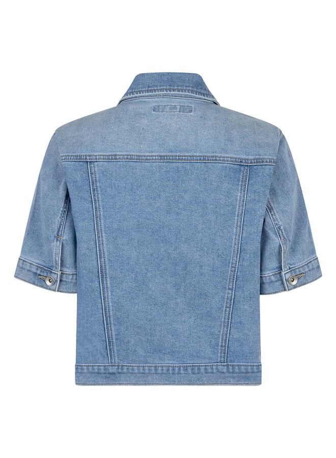 Red button Denim Blouse Jackie SRB4834 - 189 Mid Stone