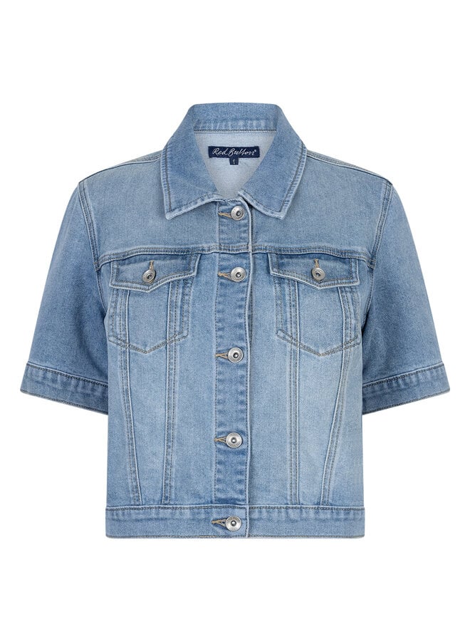 Red button Denim Blouse Jackie SRB4834 - 189 Mid Stone