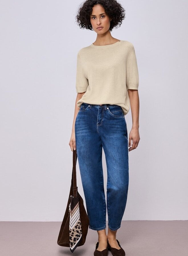 Trui Korte Mouw 303818 - 17514 Smoke Beige Mel.