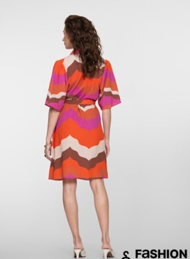 Geisha Jurk 67103-20 - 718 Ecru/Brown/Cassis