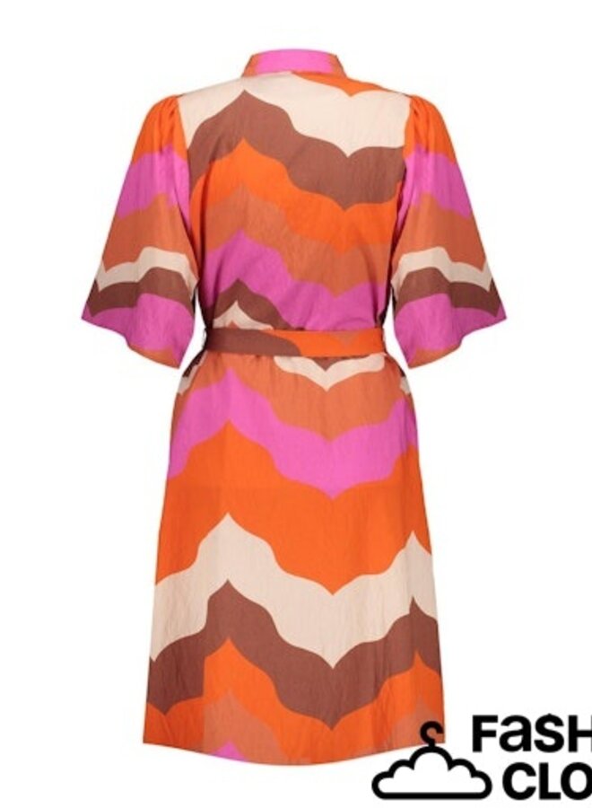 Geisha Jurk 67103-20 - 718 Ecru/Brown/Cassis