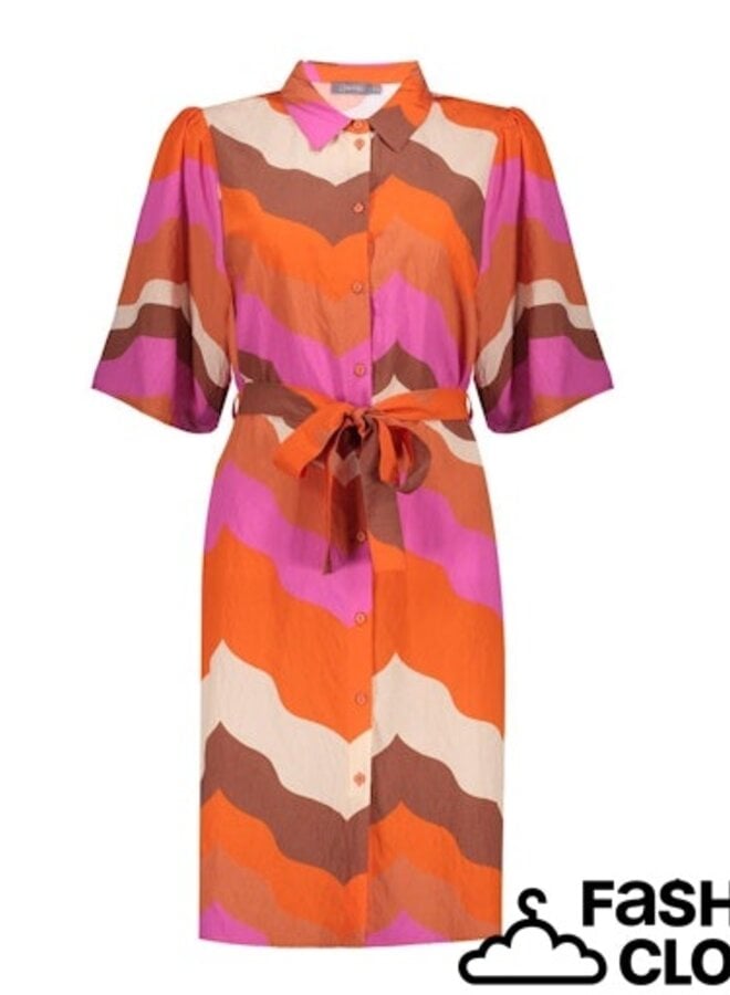 Geisha Jurk 67103-20 - 718 Ecru/Brown/Cassis