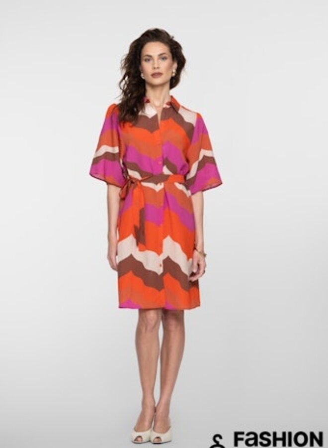 Geisha Jurk 67103-20 - 718 Ecru/Brown/Cassis