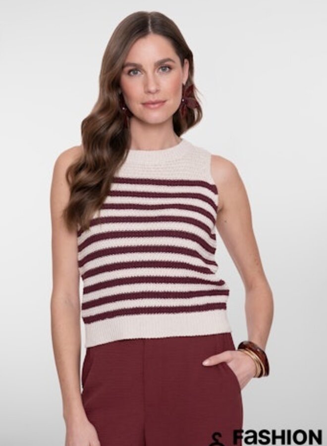 Geisha Top 64093-70 - 10 Off-White/Cherry Red