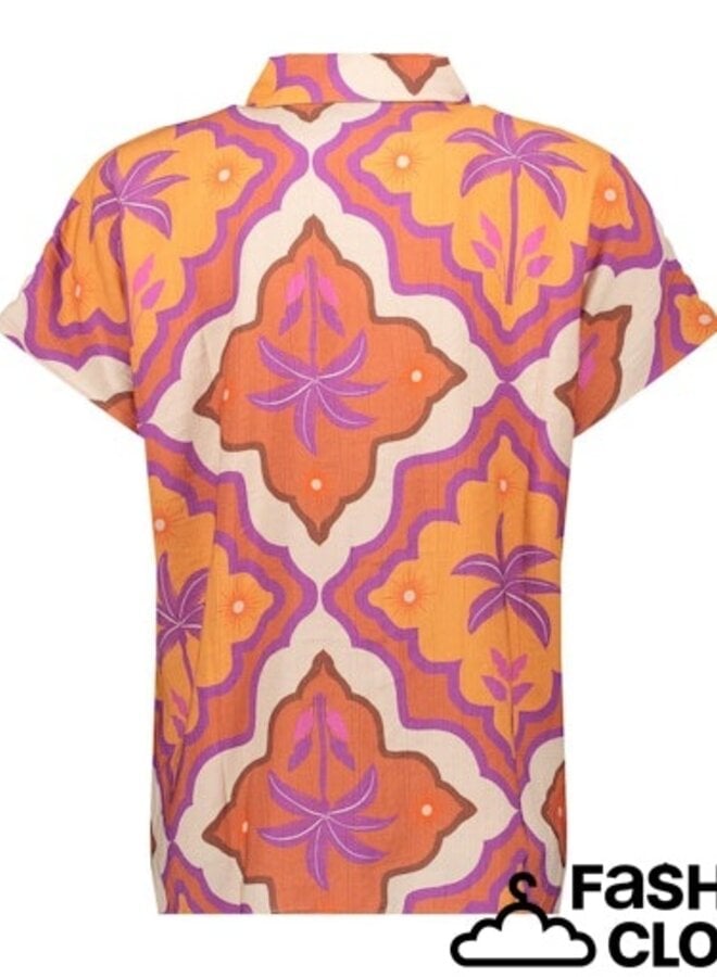 Geisha Blouse 63247-20 - 718 Ecru/Mango/Purple